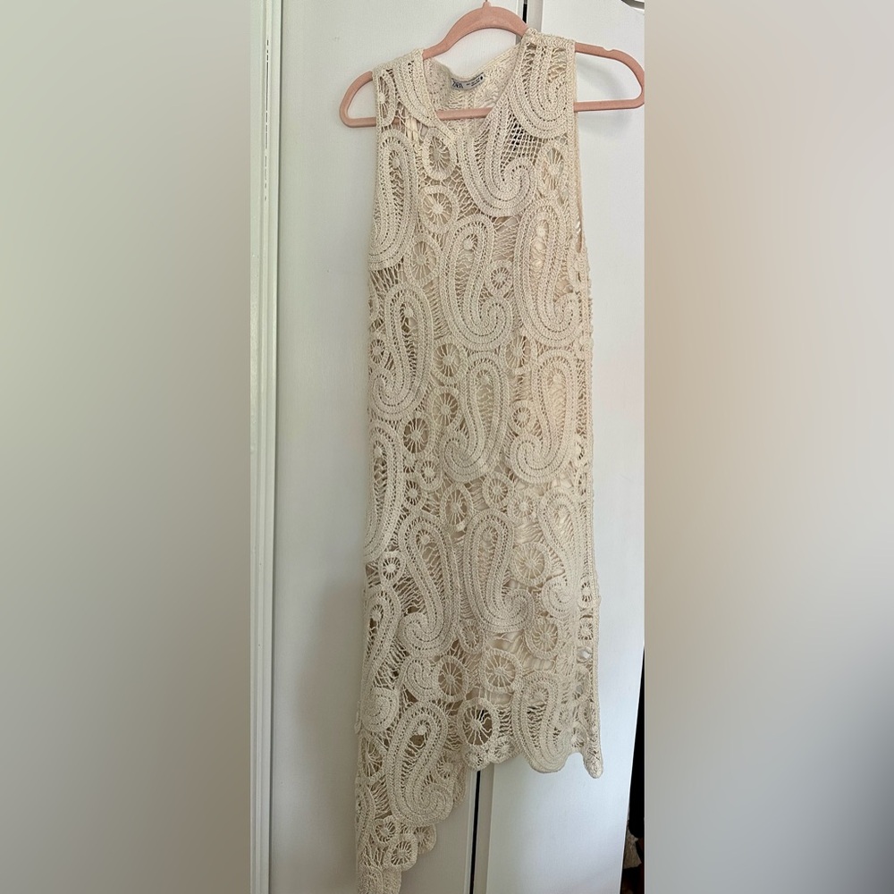 Zara Cream Lace Midi Dress